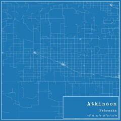 Blueprint US city map of Atkinson, Nebraska.