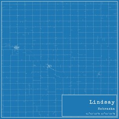Blueprint US city map of Lindsay, Nebraska.