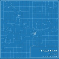 Blueprint US city map of Fullerton, Nebraska. - obrazy, fototapety, plakaty