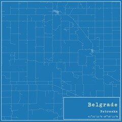 Blueprint US city map of Belgrade, Nebraska.