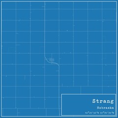 Blueprint US city map of Strang, Nebraska.