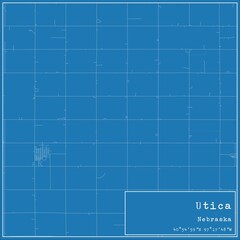Blueprint US city map of Utica, Nebraska.