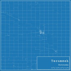 Blueprint US city map of Tecumseh, Nebraska.