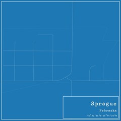 Blueprint US city map of Sprague, Nebraska.