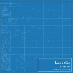 Blueprint US city map of Lincoln, Nebraska.