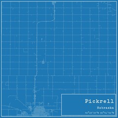 Blueprint US city map of Pickrell, Nebraska.