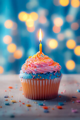 birthday cupcake with candle