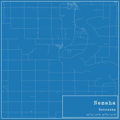 Blueprint US city map of Nemaha, Nebraska.