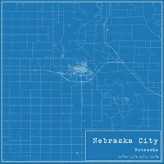 Blueprint US city map of Nebraska City, Nebraska.
