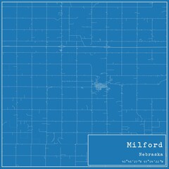 Blueprint US city map of Milford, Nebraska.