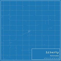 Blueprint US city map of Liberty, Nebraska.