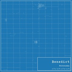 Blueprint US city map of Benedict, Nebraska.