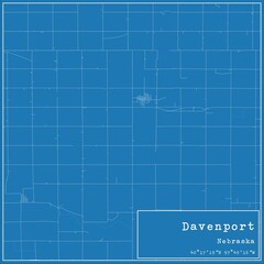 Blueprint US city map of Davenport, Nebraska.