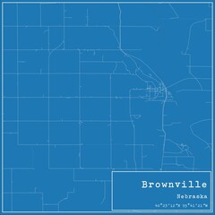 Blueprint US city map of Brownville, Nebraska.