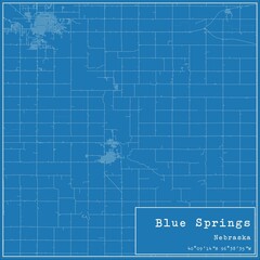 Blueprint US city map of Blue Springs, Nebraska.
