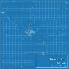 Blueprint US city map of Beatrice, Nebraska.