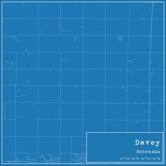 Blueprint US city map of Davey, Nebraska.