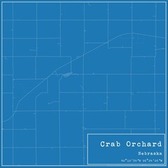 Blueprint US city map of Crab Orchard, Nebraska.