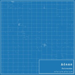 Blueprint US city map of Adams, Nebraska.