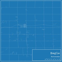 Blueprint US city map of Eagle, Nebraska.