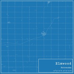 Blueprint US city map of Elmwood, Nebraska.