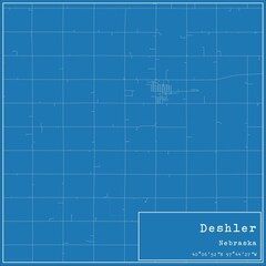 Blueprint US city map of Deshler, Nebraska.