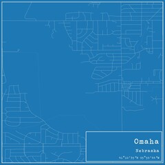 Blueprint US city map of Omaha, Nebraska. - obrazy, fototapety, plakaty