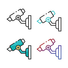 Video surveillance icon design in four variation color