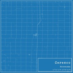 Blueprint US city map of Ceresco, Nebraska.
