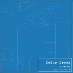 Blueprint US city map of Cedar Creek, Nebraska.