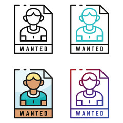 Fototapeta premium Wanted icon design in four variation color