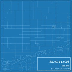 Obraz premium Blueprint US city map of Richfield, Kansas.