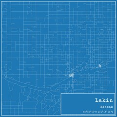 Obraz premium Blueprint US city map of Lakin, Kansas.