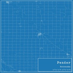 Blueprint US city map of Pender, Nebraska.