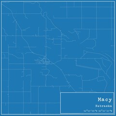 Blueprint US city map of Macy, Nebraska.
