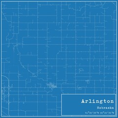 Blueprint US city map of Arlington, Nebraska.