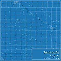 Blueprint US city map of Bancroft, Nebraska.