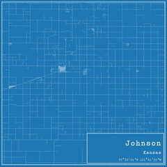 Fototapeta premium Blueprint US city map of Johnson, Kansas.