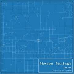 Blueprint US city map of Sharon Springs, Kansas.
