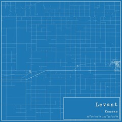 Blueprint US city map of Levant, Kansas.
