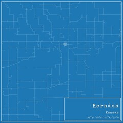 Fototapeta premium Blueprint US city map of Herndon, Kansas.