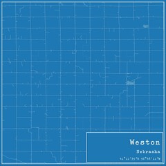 Blueprint US city map of Weston, Nebraska.