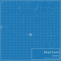 Obraz premium Blueprint US city map of Stafford, Kansas.