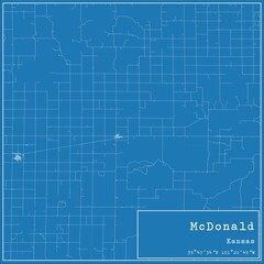 Blueprint US city map of McDonald, Kansas.