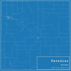 Blueprint US city map of Paradise, Kansas.