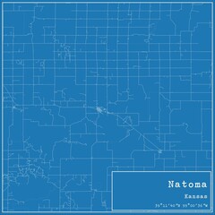 Blueprint US city map of Natoma, Kansas.