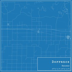 Obraz premium Blueprint US city map of Dorrance, Kansas.
