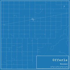 Obraz premium Blueprint US city map of Offerle, Kansas.