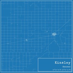 Blueprint US city map of Kinsley, Kansas.