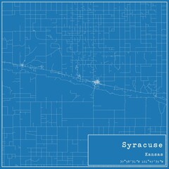 Fototapeta premium Blueprint US city map of Syracuse, Kansas.